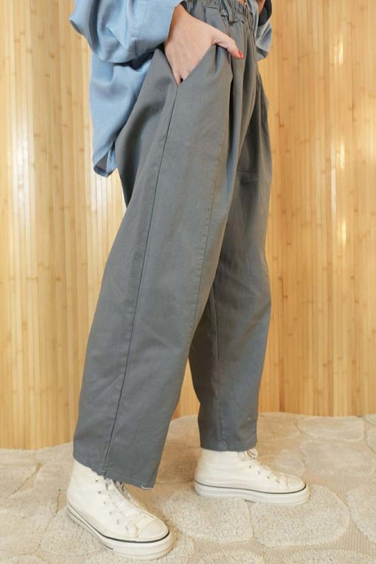 Gaberdine Barrel Pant Charcoal